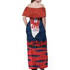 Personalized Sydney Roosters ANZAC Tribute Family Matching Off Shoulder Maxi Dress and Hawaiian Shirt Poppy Field Soldier Silhouette Aboriginal Rugby Mascot