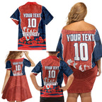 Personalized Sydney Roosters ANZAC Tribute Family Matching Off Shoulder Short Dress and Hawaiian Shirt Poppy Field Soldier Silhouette Aboriginal Rugby Mascot