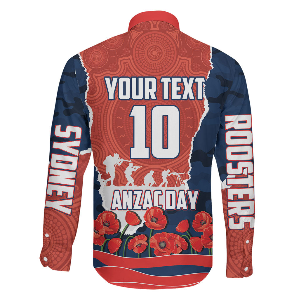 Personalized Sydney Roosters ANZAC Tribute Family Matching Off Shoulder Short Dress and Hawaiian Shirt Poppy Field Soldier Silhouette Aboriginal Rugby Mascot