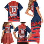 Personalized Sydney Roosters ANZAC Tribute Family Matching Short Sleeve Bodycon Dress and Hawaiian Shirt Poppy Field Soldier Silhouette Aboriginal Rugby Mascot