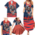Personalized Sydney Roosters ANZAC Tribute Family Matching Summer Maxi Dress and Hawaiian Shirt Poppy Field Soldier Silhouette Aboriginal Rugby Mascot
