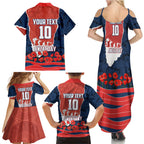 Personalized Sydney Roosters ANZAC Tribute Family Matching Summer Maxi Dress and Hawaiian Shirt Poppy Field Soldier Silhouette Aboriginal Rugby Mascot