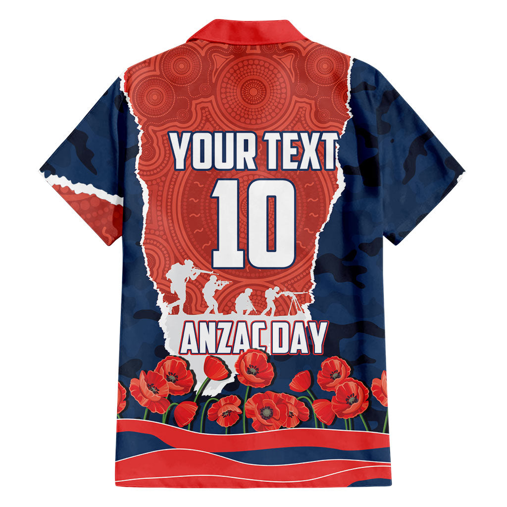 Personalized Sydney Roosters ANZAC Tribute Family Matching Tank Maxi Dress and Hawaiian Shirt Poppy Field Soldier Silhouette Aboriginal Rugby Mascot