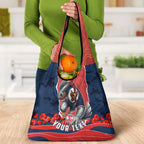 Personalized Sydney Roosters ANZAC Tribute Grocery Bag Poppy Field Soldier Silhouette Aboriginal Rugby Mascot