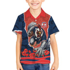 Personalized Sydney Roosters ANZAC Tribute Hawaiian Shirt Poppy Field Soldier Silhouette Aboriginal Rugby Mascot