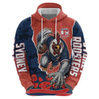 Personalized Sydney Roosters ANZAC Tribute Hoodie Poppy Field Soldier Silhouette Aboriginal Rugby Mascot