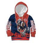Personalized Sydney Roosters ANZAC Tribute Kid Hoodie Poppy Field Soldier Silhouette Aboriginal Rugby Mascot