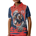 Personalized Sydney Roosters ANZAC Tribute Kid Polo Shirt Poppy Field Soldier Silhouette Aboriginal Rugby Mascot
