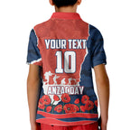 Personalized Sydney Roosters ANZAC Tribute Kid Polo Shirt Poppy Field Soldier Silhouette Aboriginal Rugby Mascot