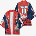 Personalized Sydney Roosters ANZAC Tribute Kimono Poppy Field Soldier Silhouette Aboriginal Rugby Mascot