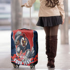 Personalized Sydney Roosters ANZAC Tribute Luggage Cover Poppy Field Soldier Silhouette Aboriginal Rugby Mascot