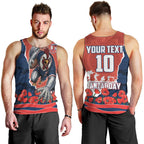 Personalized Sydney Roosters ANZAC Tribute Men Tank Top Poppy Field Soldier Silhouette Aboriginal Rugby Mascot