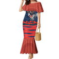 Personalized Sydney Roosters ANZAC Tribute Mermaid Dress Poppy Field Soldier Silhouette Aboriginal Rugby Mascot