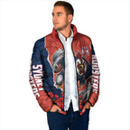 Personalized Sydney Roosters ANZAC Tribute Padded Jacket Poppy Field Soldier Silhouette Aboriginal Rugby Mascot