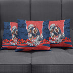 Personalized Sydney Roosters ANZAC Tribute Pillow Cover Poppy Field Soldier Silhouette Aboriginal Rugby Mascot
