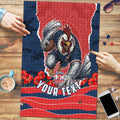 Personalized Sydney Roosters ANZAC Tribute Puzzle Poppy Field Soldier Silhouette Aboriginal Rugby Mascot