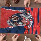 Personalized Sydney Roosters ANZAC Tribute Puzzle Poppy Field Soldier Silhouette Aboriginal Rugby Mascot
