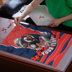 Personalized Sydney Roosters ANZAC Tribute Puzzle Poppy Field Soldier Silhouette Aboriginal Rugby Mascot