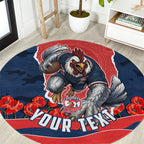 Personalized Sydney Roosters ANZAC Tribute Round Carpet Poppy Field Soldier Silhouette Aboriginal Rugby Mascot