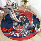 Personalized Sydney Roosters ANZAC Tribute Round Carpet Poppy Field Soldier Silhouette Aboriginal Rugby Mascot