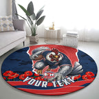 Personalized Sydney Roosters ANZAC Tribute Round Carpet Poppy Field Soldier Silhouette Aboriginal Rugby Mascot