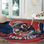 Personalized Sydney Roosters ANZAC Tribute Round Carpet Poppy Field Soldier Silhouette Aboriginal Rugby Mascot