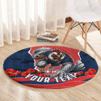 Personalized Sydney Roosters ANZAC Tribute Round Carpet Poppy Field Soldier Silhouette Aboriginal Rugby Mascot