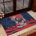 Personalized Sydney Roosters ANZAC Tribute Rubber Doormat Poppy Field Soldier Silhouette Aboriginal Rugby Mascot
