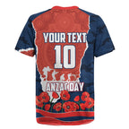 Personalized Sydney Roosters ANZAC Tribute Rugby Jersey Poppy Field Soldier Silhouette Aboriginal Rugby Mascot