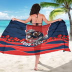 Personalized Sydney Roosters ANZAC Tribute Sarong Poppy Field Soldier Silhouette Aboriginal Rugby Mascot