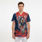 Personalized Sydney Roosters ANZAC Tribute Scrub Top Poppy Field Soldier Silhouette Aboriginal Rugby Mascot