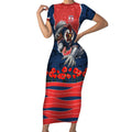 Personalized Sydney Roosters ANZAC Tribute Short Sleeve Bodycon Dress Poppy Field Soldier Silhouette Aboriginal Rugby Mascot