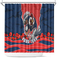 Personalized Sydney Roosters ANZAC Tribute Shower Curtain Poppy Field Soldier Silhouette Aboriginal Rugby Mascot