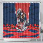 Personalized Sydney Roosters ANZAC Tribute Shower Curtain Poppy Field Soldier Silhouette Aboriginal Rugby Mascot