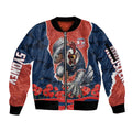 Personalized Sydney Roosters ANZAC Tribute Sleeve Zip Bomber Jacket Poppy Field Soldier Silhouette Aboriginal Rugby Mascot
