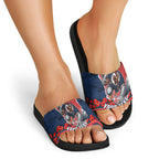 Personalized Sydney Roosters ANZAC Tribute Slide Sandals Poppy Field Soldier Silhouette Aboriginal Rugby Mascot