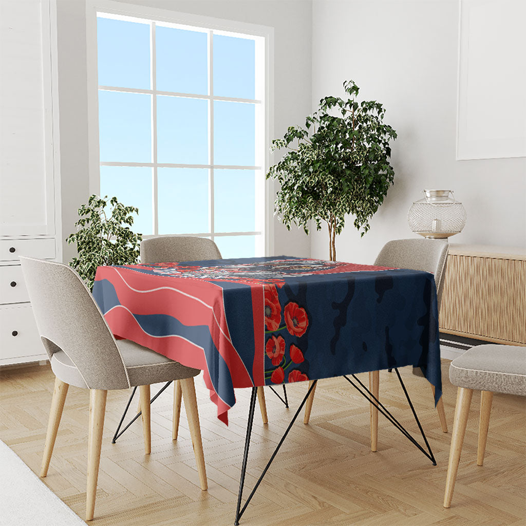 Personalized Sydney Roosters ANZAC Tribute Tablecloth Poppy Field Soldier Silhouette Aboriginal Rugby Mascot
