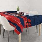 Personalized Sydney Roosters ANZAC Tribute Tablecloth Poppy Field Soldier Silhouette Aboriginal Rugby Mascot