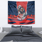 Personalized Sydney Roosters ANZAC Tribute Tapestry Poppy Field Soldier Silhouette Aboriginal Rugby Mascot