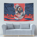Personalized Sydney Roosters ANZAC Tribute Tapestry Poppy Field Soldier Silhouette Aboriginal Rugby Mascot