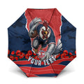 Personalized Sydney Roosters ANZAC Tribute Umbrella Poppy Field Soldier Silhouette Aboriginal Rugby Mascot