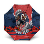 Personalized Sydney Roosters ANZAC Tribute Umbrella Poppy Field Soldier Silhouette Aboriginal Rugby Mascot