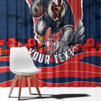 Personalized Sydney Roosters ANZAC Tribute Window Curtain Poppy Field Soldier Silhouette Aboriginal Rugby Mascot