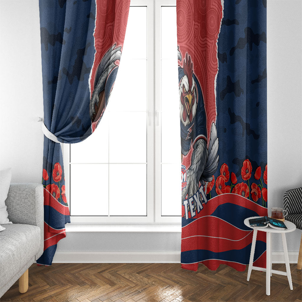 Personalized Sydney Roosters ANZAC Tribute Window Curtain Poppy Field Soldier Silhouette Aboriginal Rugby Mascot