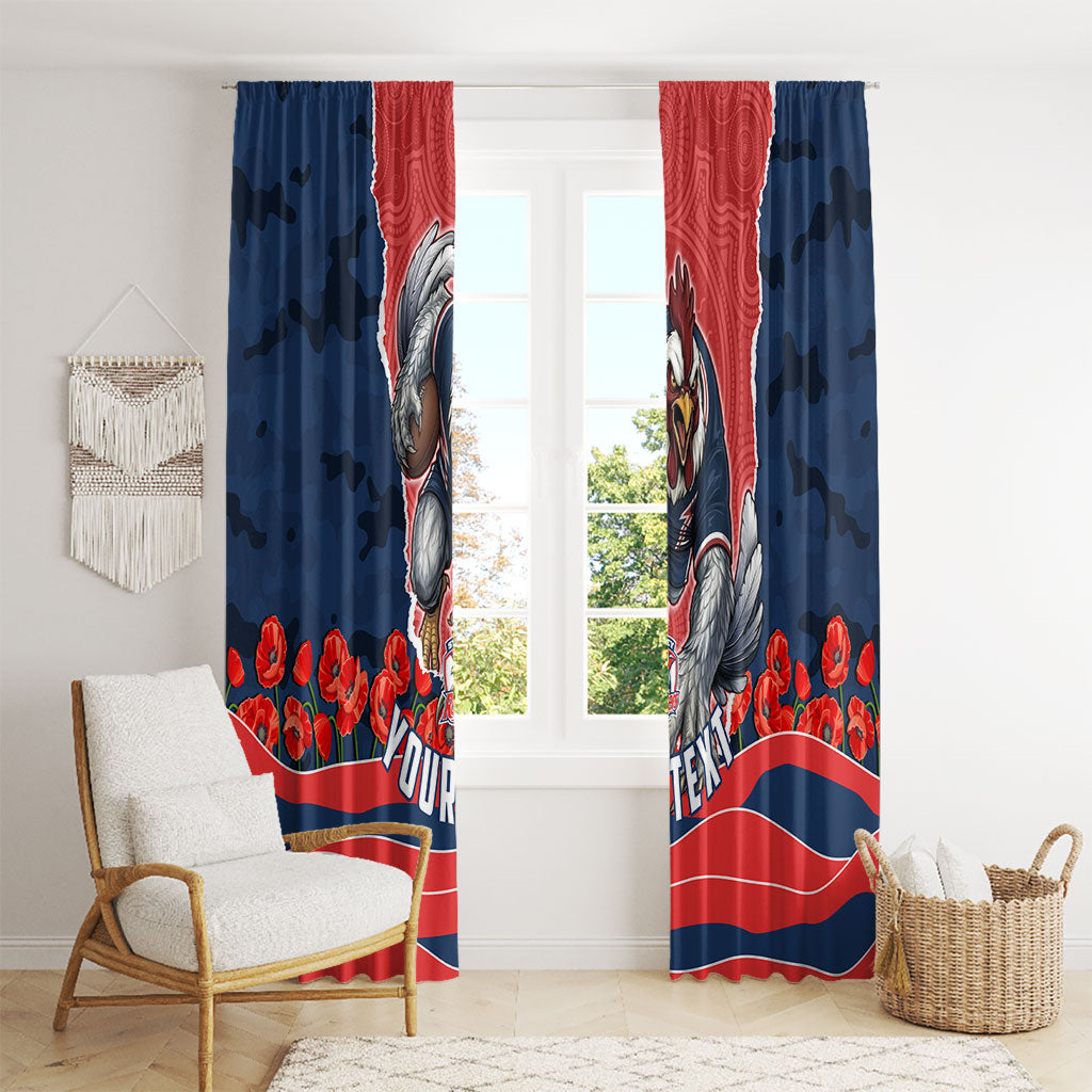 Personalized Sydney Roosters ANZAC Tribute Window Curtain Poppy Field Soldier Silhouette Aboriginal Rugby Mascot