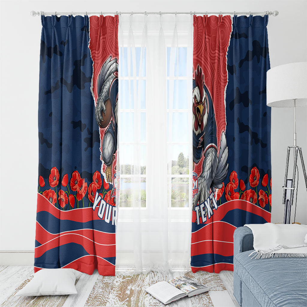 Personalized Sydney Roosters ANZAC Tribute Window Curtain Poppy Field Soldier Silhouette Aboriginal Rugby Mascot