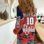 Personalized Sydney Roosters ANZAC Tribute Women Casual Shirt Poppy Field Soldier Silhouette Aboriginal Rugby Mascot