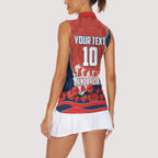 Personalized Sydney Roosters ANZAC Tribute Women Sleeveless Polo Shirt Poppy Field Soldier Silhouette Aboriginal Rugby Mascot