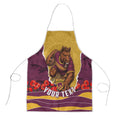 Personalized Brisbane Broncos ANZAC Tribute Apron Poppy Field Soldier Silhouette Aboriginal Rugby Mascot