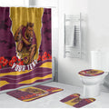 Personalized Brisbane Broncos ANZAC Tribute Bathroom Set Poppy Field Soldier Silhouette Aboriginal Rugby Mascot